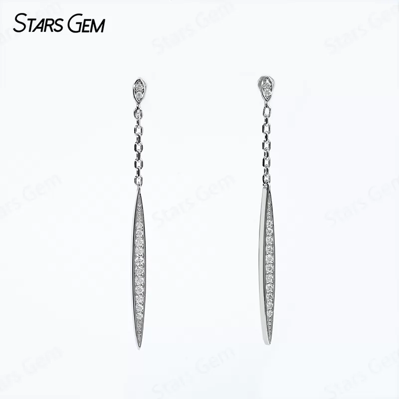 0.8~1.1mm Round Brilliant Cut Moissanite S925 Sterling Silver Diamond Earrings