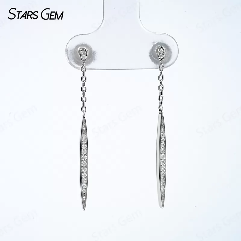 0.8~1.1mm Round Brilliant Cut Moissanite S925 Sterling Silver Diamond Earrings