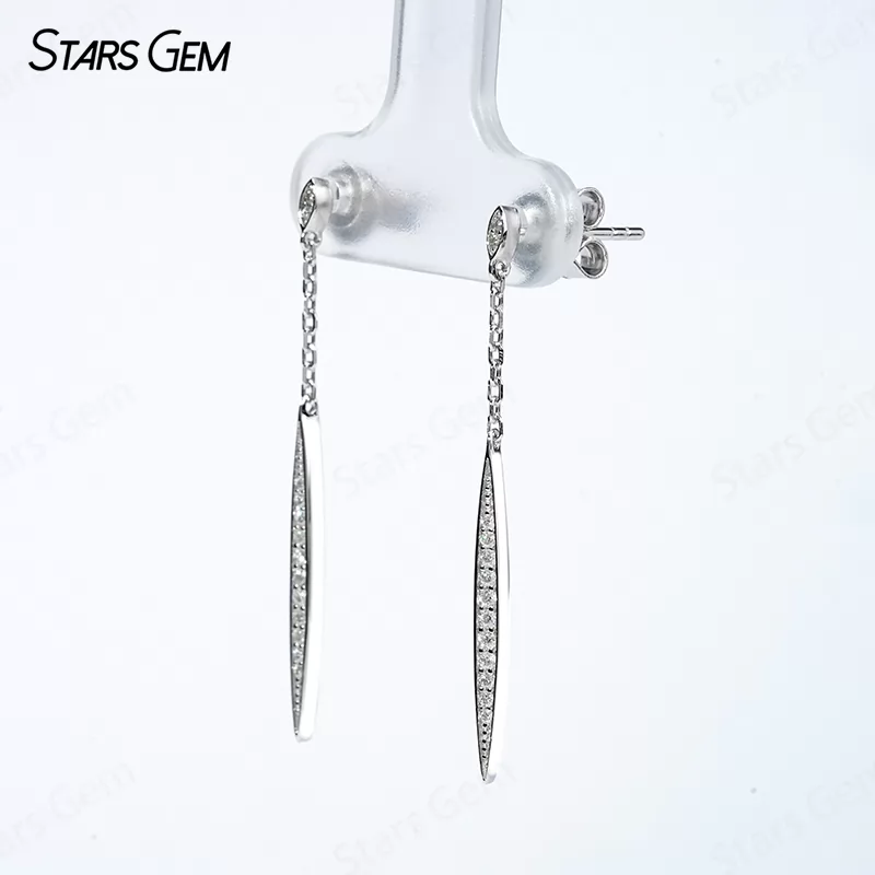 0.8~1.1mm Round Brilliant Cut Moissanite S925 Sterling Silver Diamond Earrings