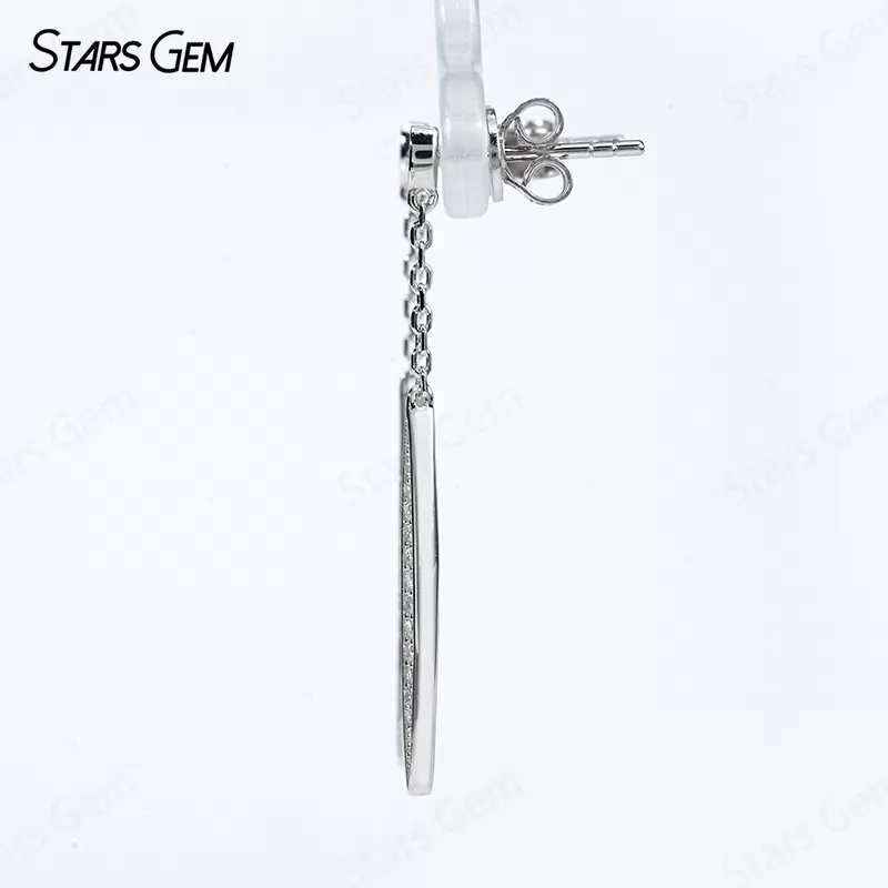 0.8~1.1mm Round Brilliant Cut Moissanite S925 Sterling Silver Diamond Earrings