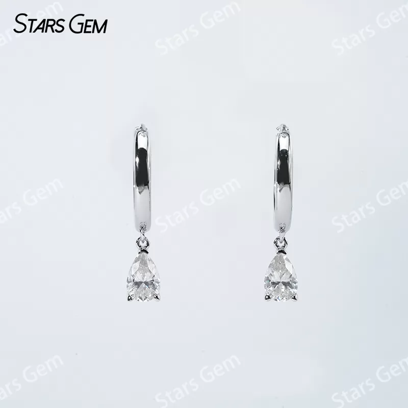 4×6mm Pear Cut Moissanite S925 Sterling Silver Diamond Earrings
