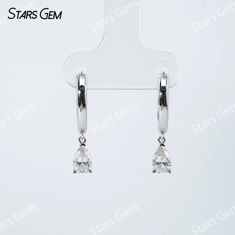 4×6mm Pear Cut Moissanite S925 Sterling Silver Diamond Earrings