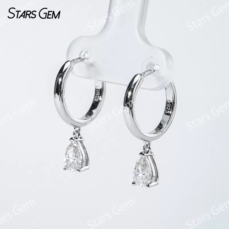 4×6mm Pear Cut Moissanite S925 Sterling Silver Diamond Earrings