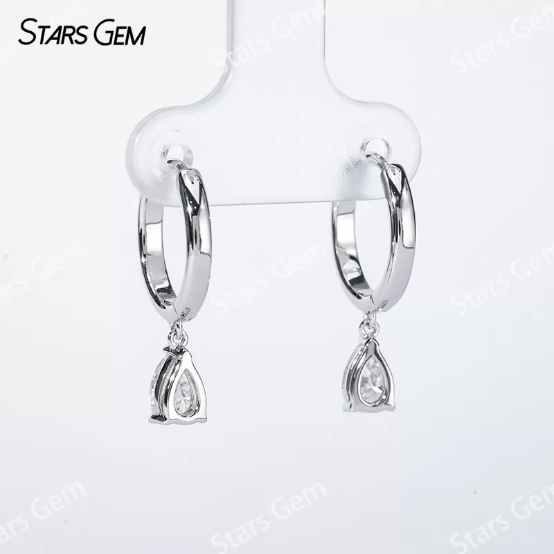 4×6mm Pear Cut Moissanite S925 Sterling Silver Diamond Earrings