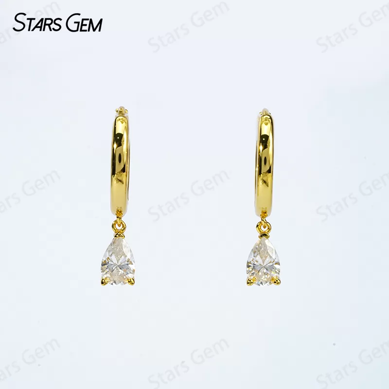 4×6mm Pear Cut Moissanite S925 Sterling Silver Diamond Earrings