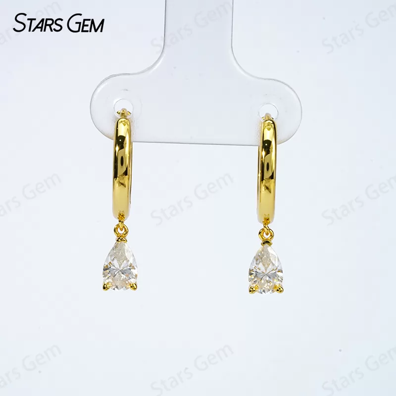 4×6mm Pear Cut Moissanite S925 Sterling Silver Diamond Earrings
