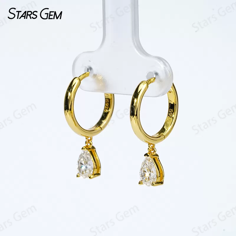 4×6mm Pear Cut Moissanite S925 Sterling Silver Diamond Earrings