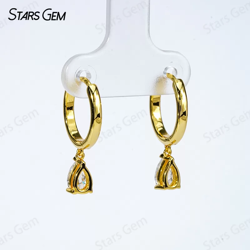 4×6mm Pear Cut Moissanite S925 Sterling Silver Diamond Earrings