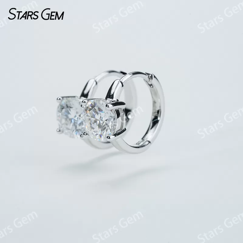 6.5mm Round Brilliant Cut Moissanite S925 Sterling Silver Diamond Earrings