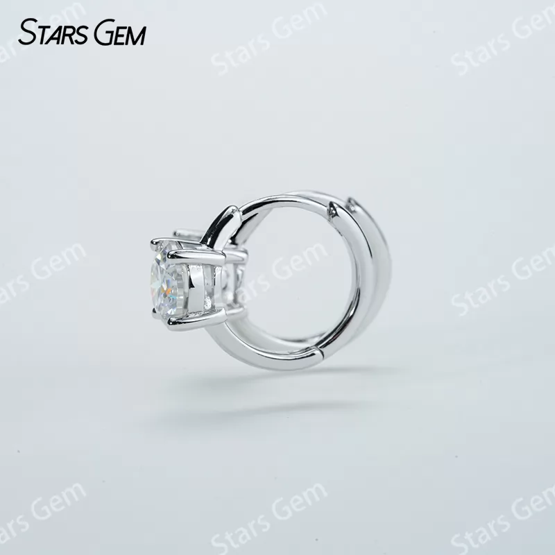 6.5mm Round Brilliant Cut Moissanite S925 Sterling Silver Diamond Earrings