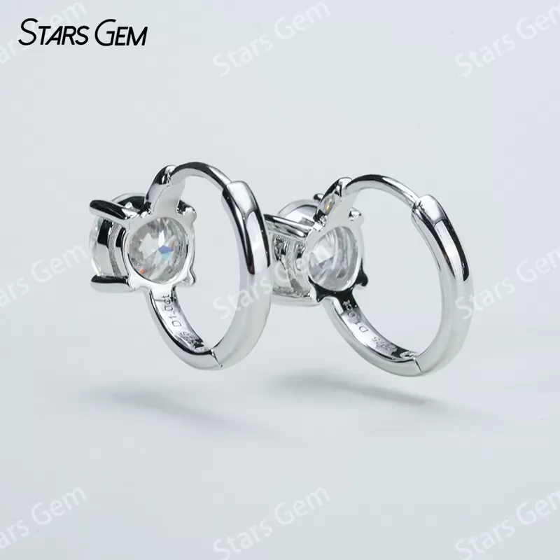 6.5mm Round Brilliant Cut Moissanite S925 Sterling Silver Diamond Earrings