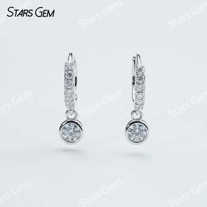 3.5mm Round Brilliant Cut Moissanite Bezel Set S925 Sterling Silver Diamond Earrings