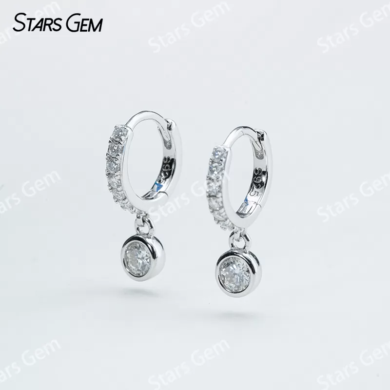 3.5mm Round Brilliant Cut Moissanite Bezel Set S925 Sterling Silver Diamond Earrings