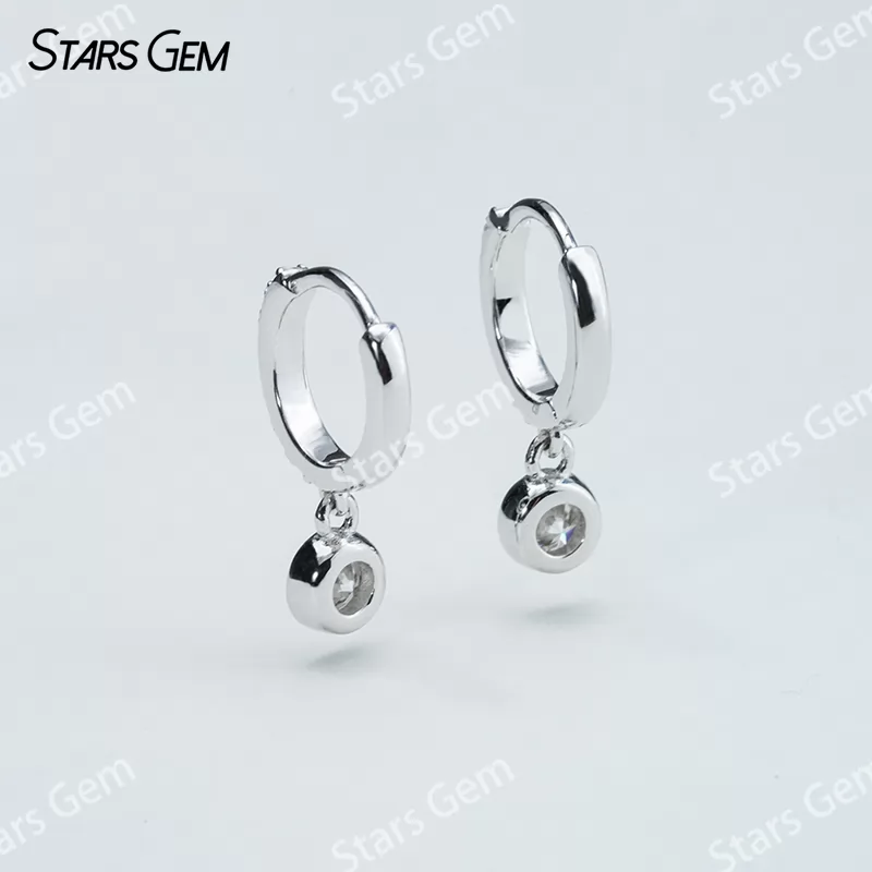 3.5mm Round Brilliant Cut Moissanite Bezel Set S925 Sterling Silver Diamond Earrings