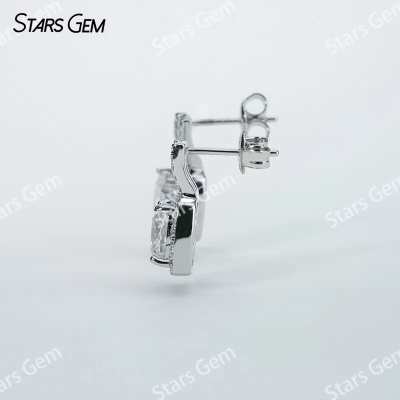 7×7mm Cushion Cut Moissanite S925 Sterling Silver Diamond Stud Earrings