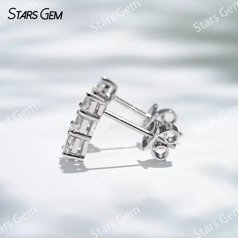 2.5mm & 2.75mm & 3mm Round Brilliant Cut Moissanite S925 Sterling Silver Diamond Stud Earrings