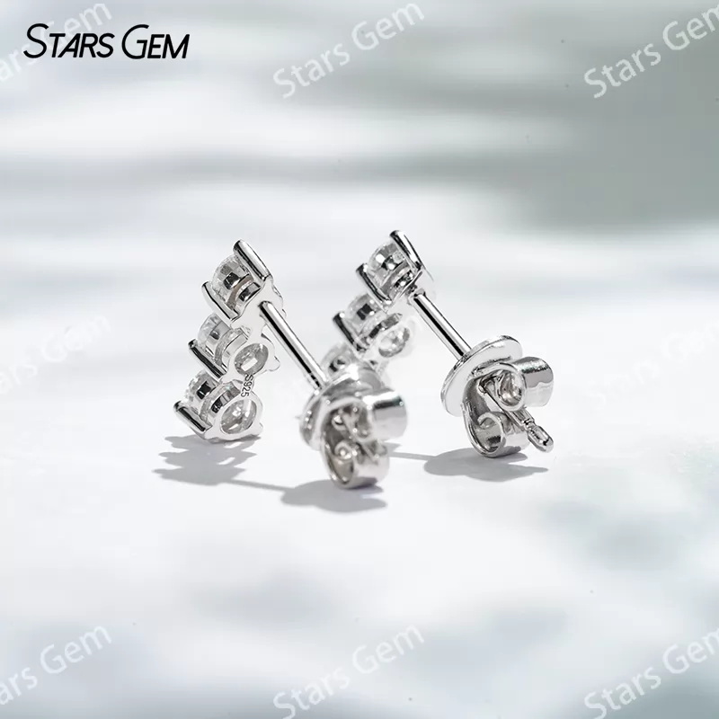 2.5mm & 2.75mm & 3mm Round Brilliant Cut Moissanite S925 Sterling Silver Diamond Stud Earrings
