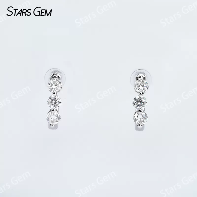 2.8mm Round Brilliant Cut Moissanite S925 Sterling Silver Diamond Earrings