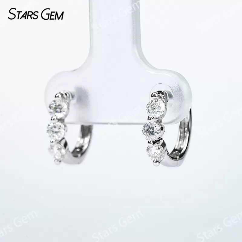 2.8mm Round Brilliant Cut Moissanite S925 Sterling Silver Diamond Earrings