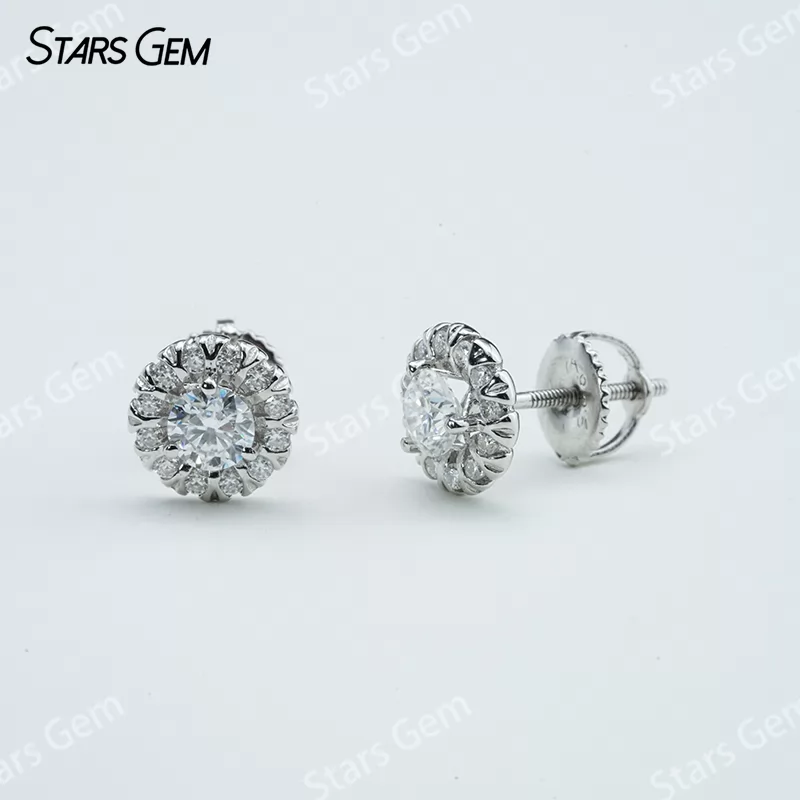 4.5mm Round Brilliant Cut Moissanite S925 Sterling Silver Diamond Stud Earrings