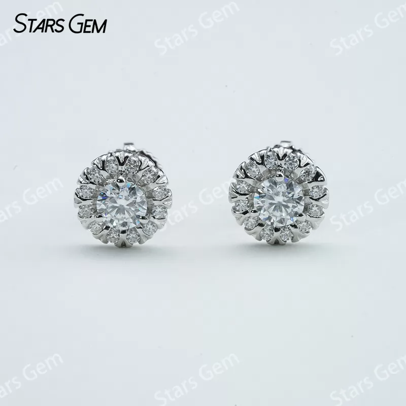 4.5mm Round Brilliant Cut Moissanite S925 Sterling Silver Diamond Stud Earrings
