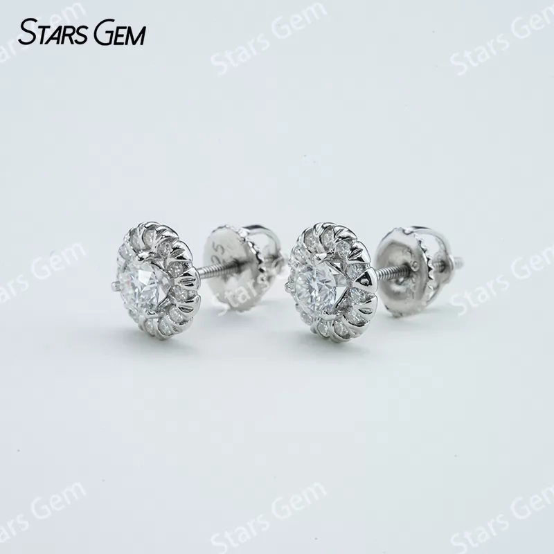 4.5mm Round Brilliant Cut Moissanite S925 Sterling Silver Diamond Stud Earrings