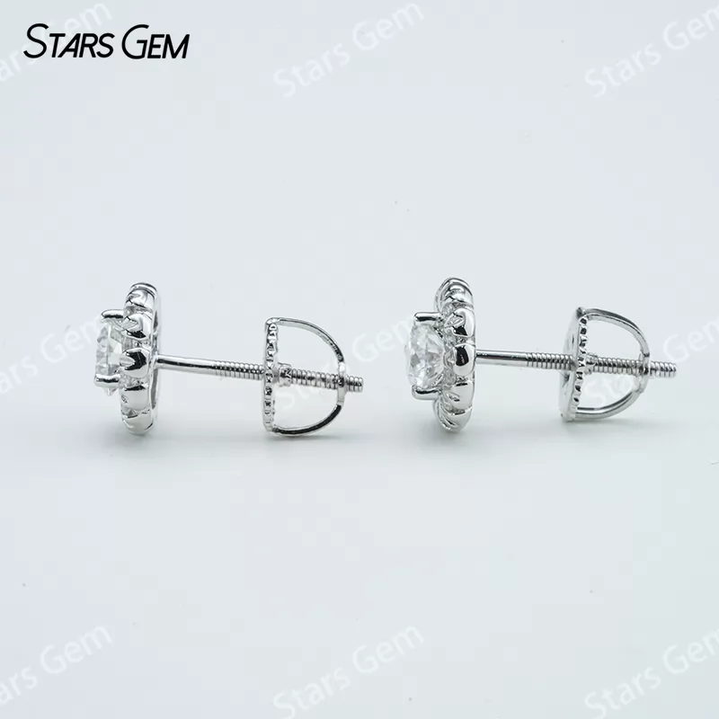 4.5mm Round Brilliant Cut Moissanite S925 Sterling Silver Diamond Stud Earrings