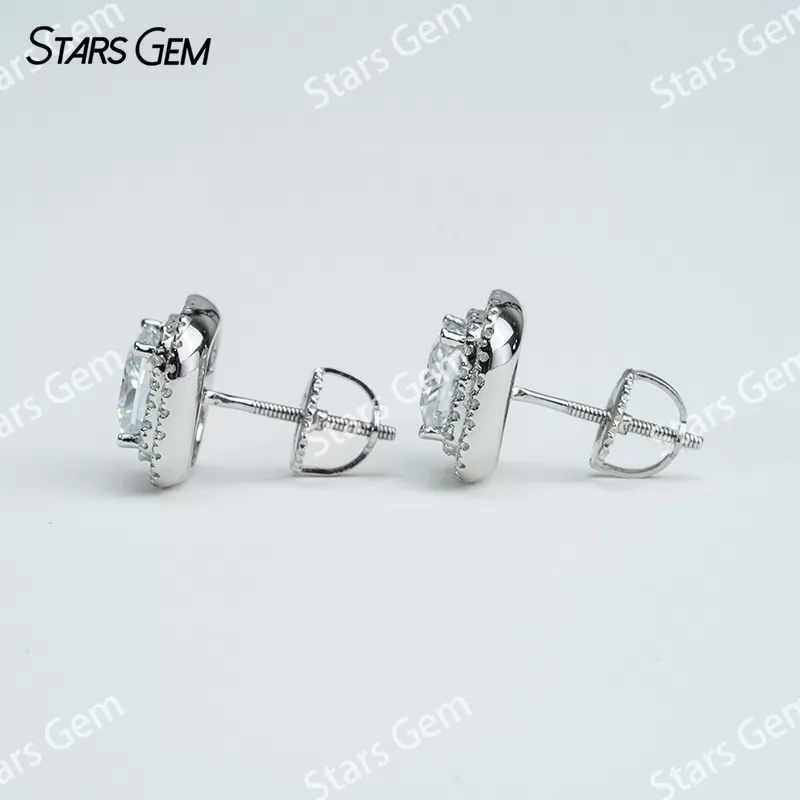 5.5×5.5mm Princess Cut Moissanite S925 Sterling Silver Diamond Stud Earrings
