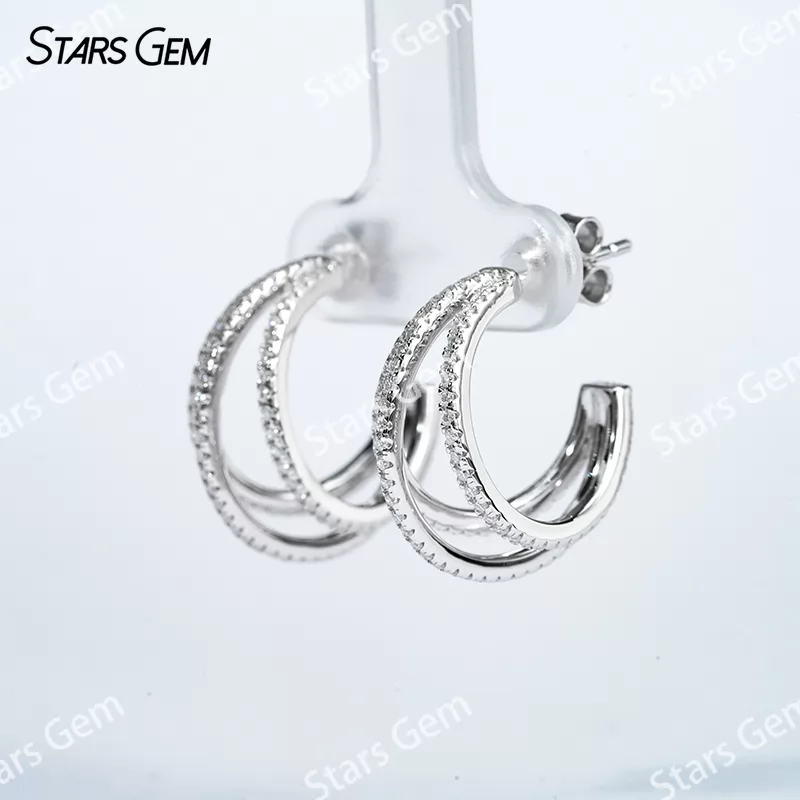 1mm Round Brilliant Cut Moissanite S925 Sterling Silver Diamond Stud Earrings