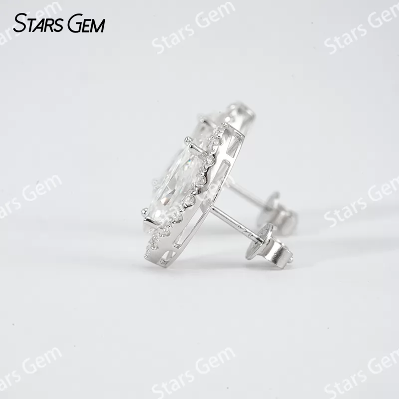 6×12mm Marquise Cut Moissanite S925 Sterling Silver Diamond Stud Earrings
