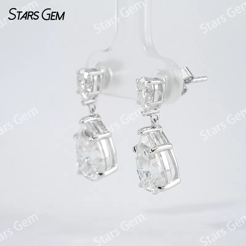4×6mm & 7×11mm Pear Cut Moissanite S925 Sterling Silver Diamond Earrings