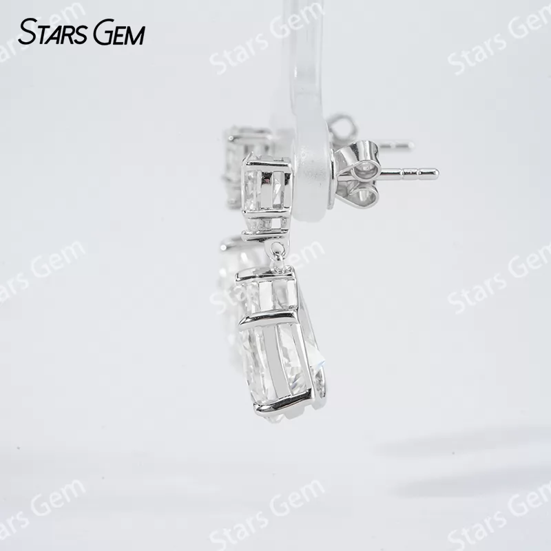 4×6mm & 7×11mm Pear Cut Moissanite S925 Sterling Silver Diamond Earrings