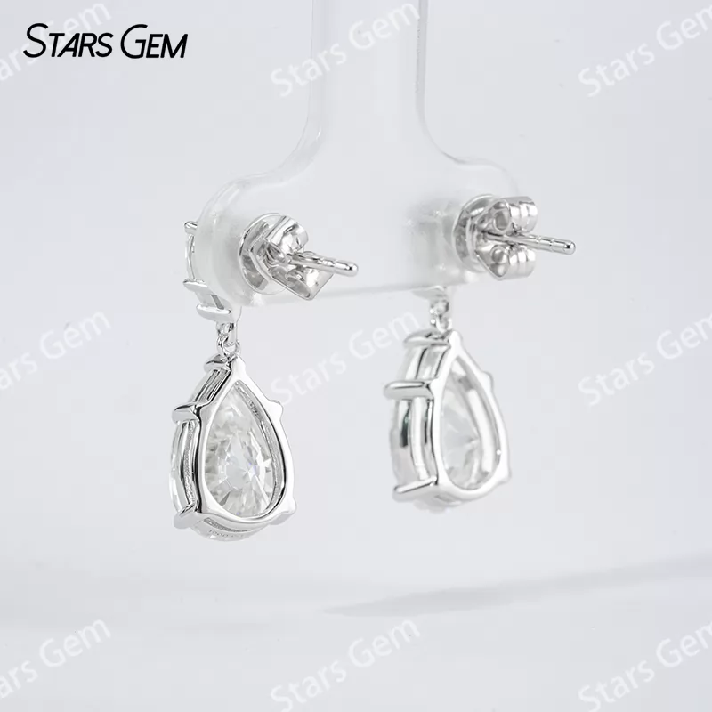 4×6mm & 7×11mm Pear Cut Moissanite S925 Sterling Silver Diamond Earrings