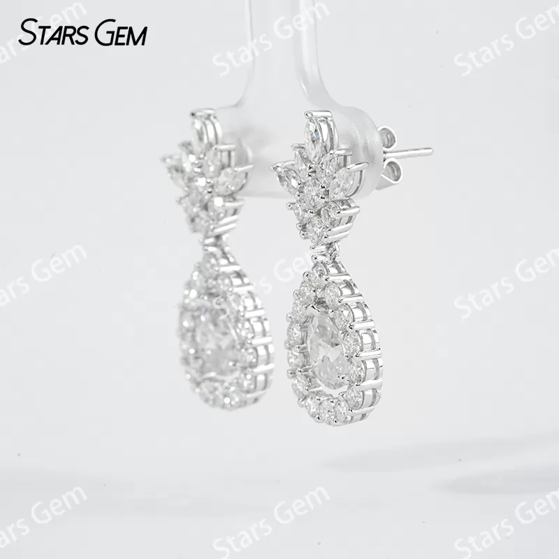 5×7mm Pear Cut Moissanite S925 Sterling Silver Diamond Earrings