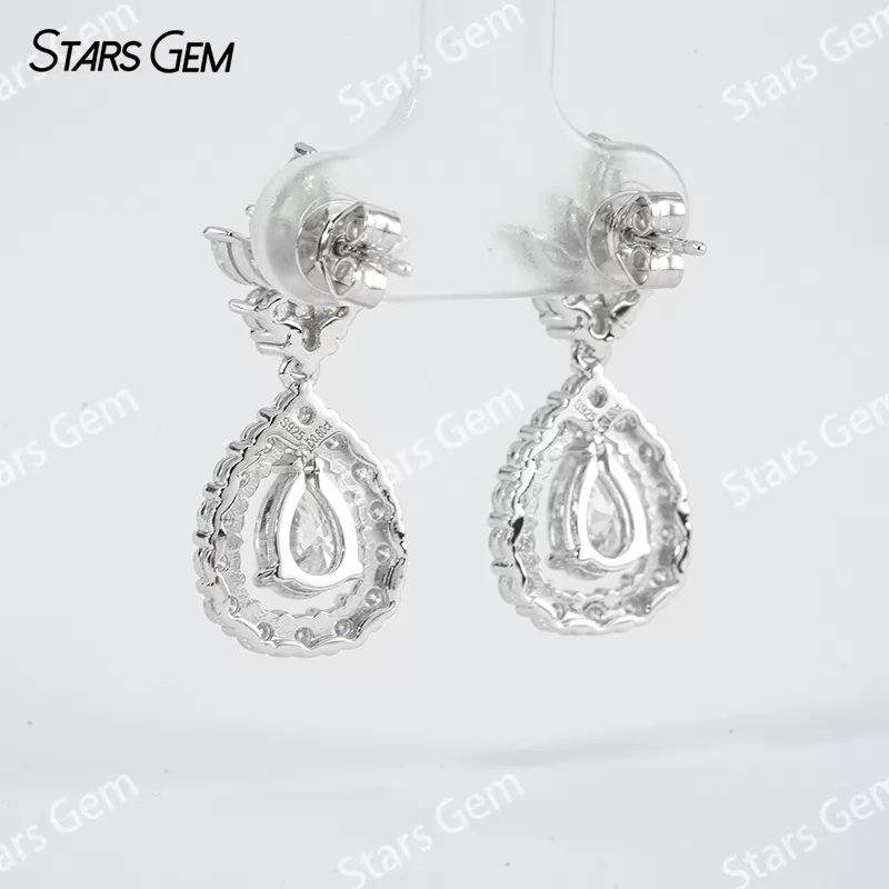 5×7mm Pear Cut Moissanite S925 Sterling Silver Diamond Earrings
