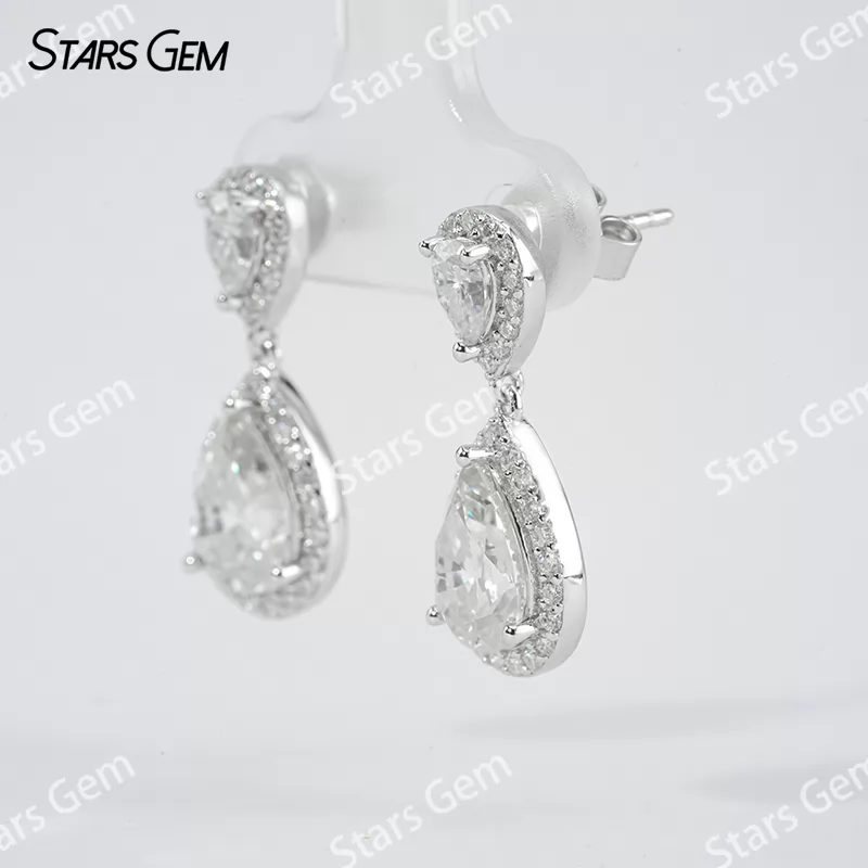 6×9mm Pear Cut Moissanite S925 Sterling Silver Diamond Earrings