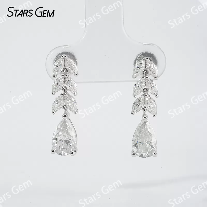 5×8mm Pear Cut Moissanite S925 Sterling Silver Diamond Earrings