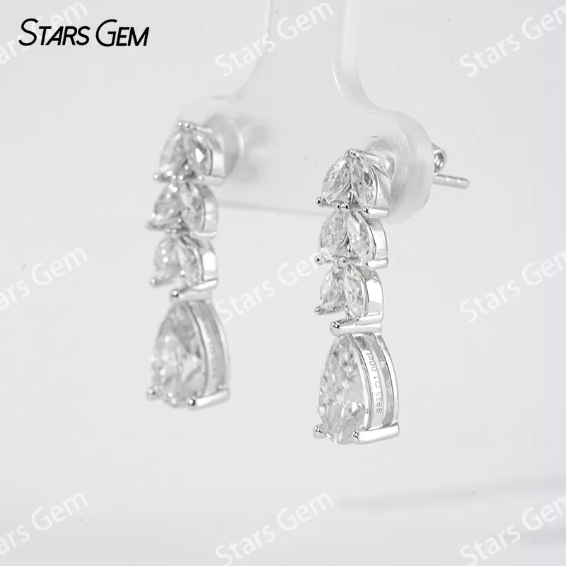 5×8mm Pear Cut Moissanite S925 Sterling Silver Diamond Earrings