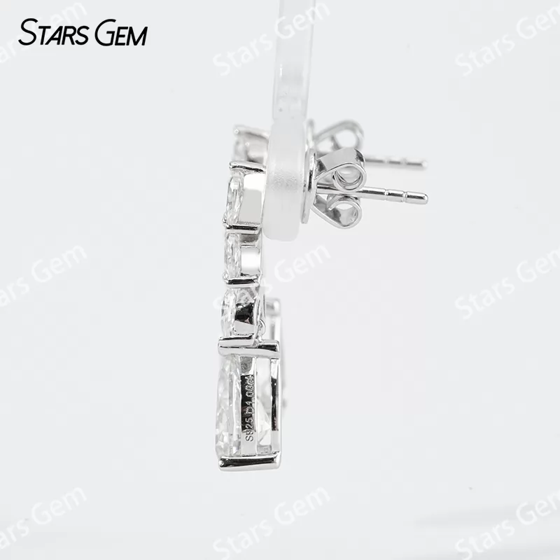 5×8mm Pear Cut Moissanite S925 Sterling Silver Diamond Earrings