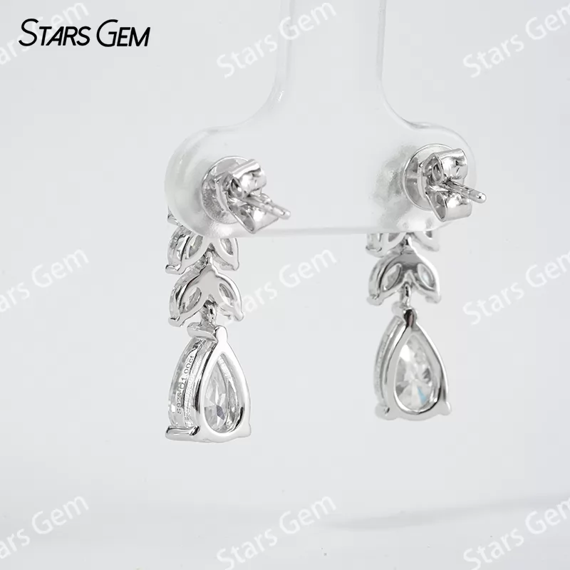 5×8mm Pear Cut Moissanite S925 Sterling Silver Diamond Earrings
