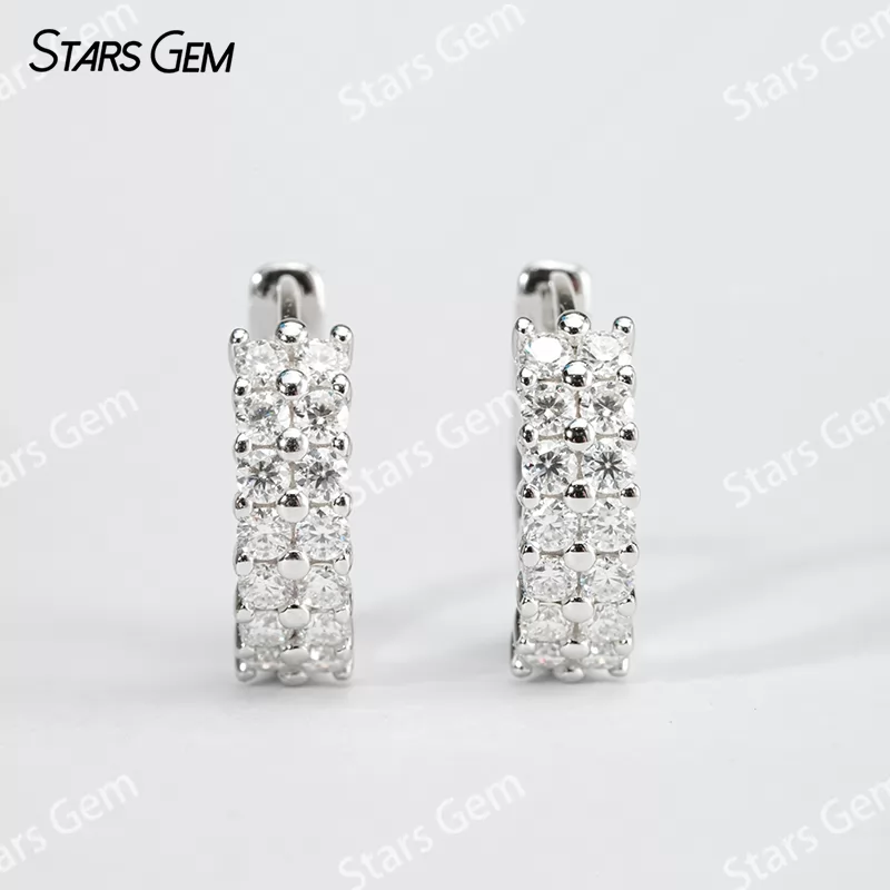 1.8mm Round Brilliant Cut Moissanite S925 Sterling Silver Diamond Earrings