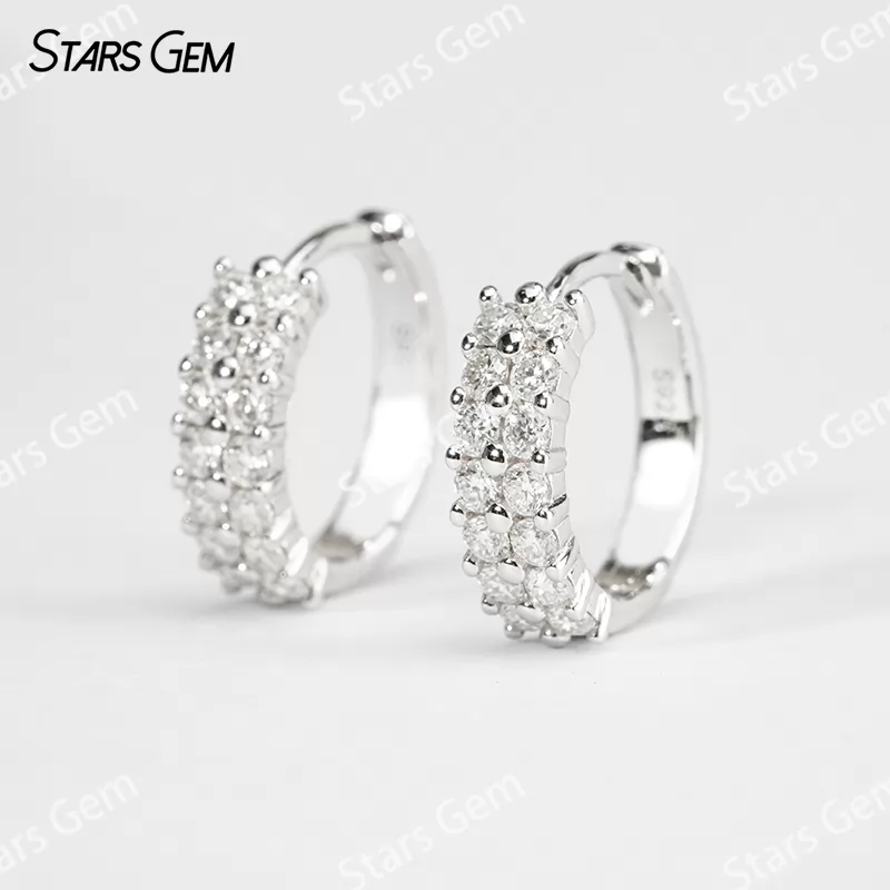 1.8mm Round Brilliant Cut Moissanite S925 Sterling Silver Diamond Earrings