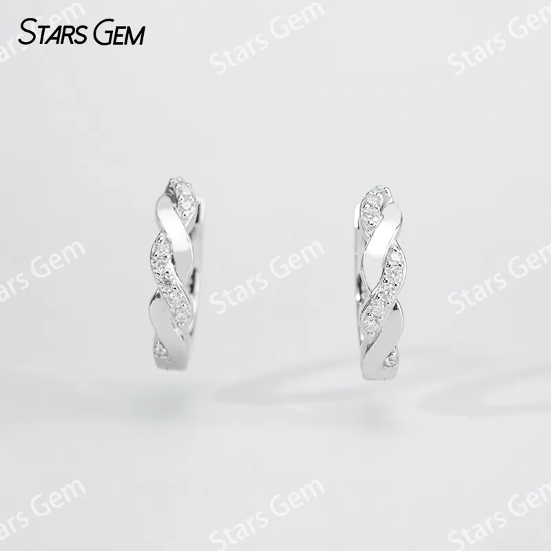 1.1mm & 1.3mm Round Brilliant Cut Moissanite S925 Sterling Silver Diamond Earrings