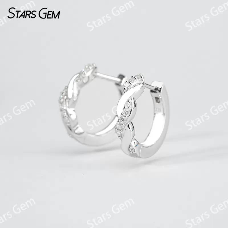 1.1mm & 1.3mm Round Brilliant Cut Moissanite S925 Sterling Silver Diamond Earrings