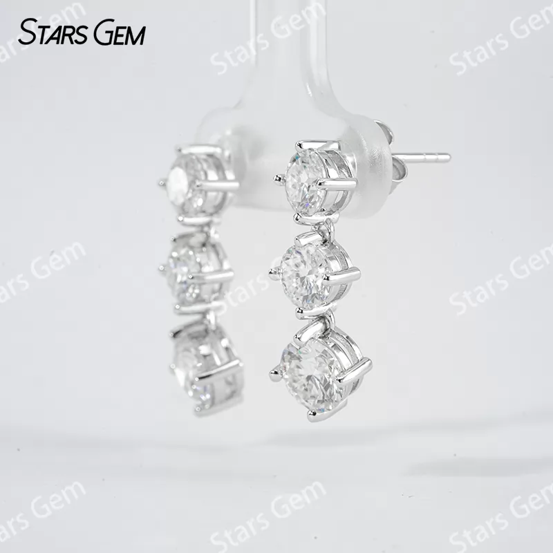 5mm & 6mm Round Brilliant Cut Moissanite S925 Sterling Silver Diamond Stud Earrings