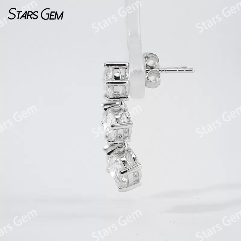 5mm & 6mm Round Brilliant Cut Moissanite S925 Sterling Silver Diamond Stud Earrings