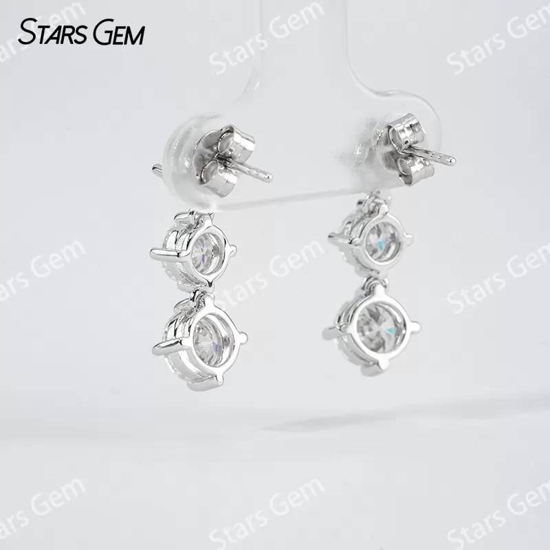 5mm & 6mm Round Brilliant Cut Moissanite S925 Sterling Silver Diamond Stud Earrings