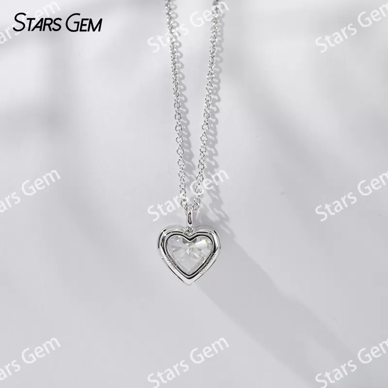 1 carat Lab Grown Diamond Heart Cut Bezel Set Pendant 18K Gold Diamond Necklaces
