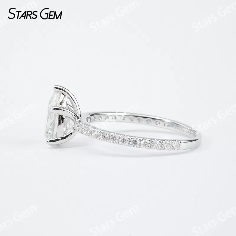 6×9mm Pear Cut Moissanite S925 Sterling Silver Pave Engagement Ring
