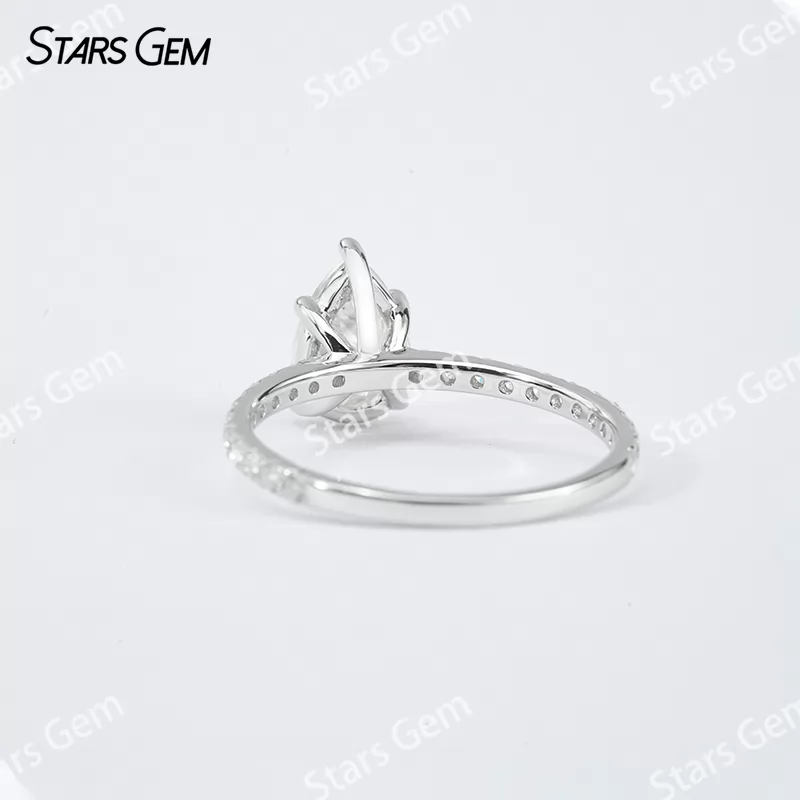 6×9mm Pear Cut Moissanite S925 Sterling Silver Pave Engagement Ring